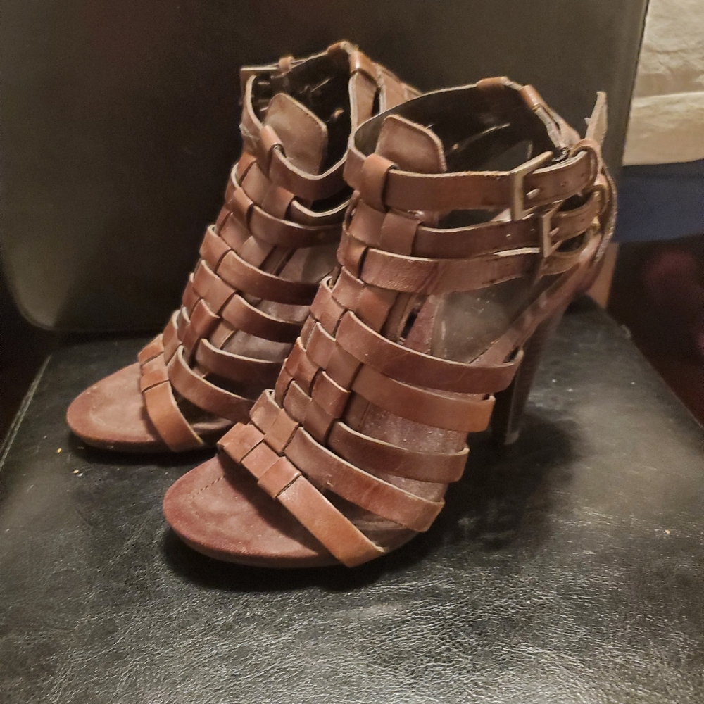 Nine West Brown Strip Heels